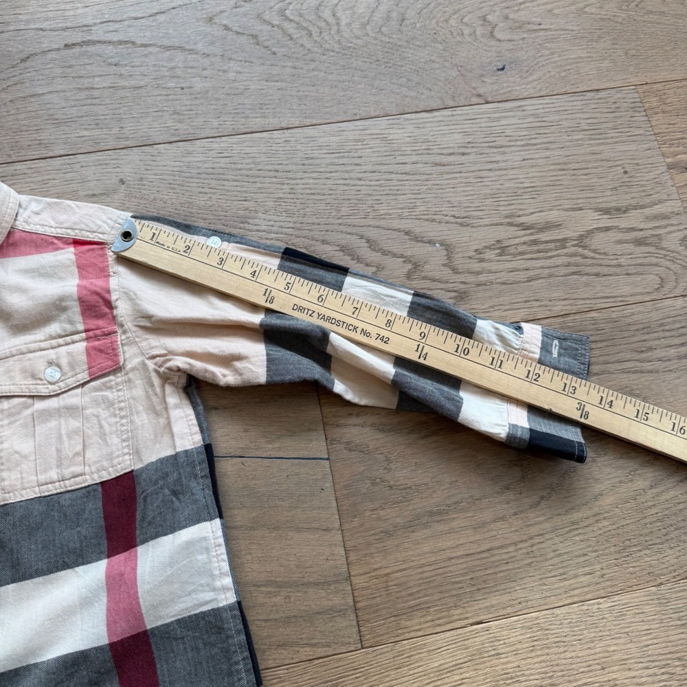 Burberry Children Boys Mega Check Button Down Shirt Beige 4Y 104cm Long Sleeve - Picture 8 of 11